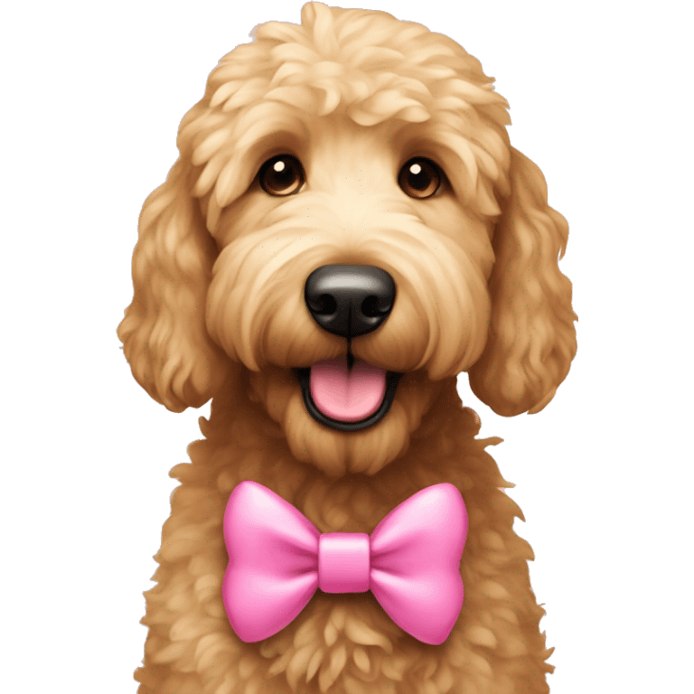 golden doodle with pink bow  emoji