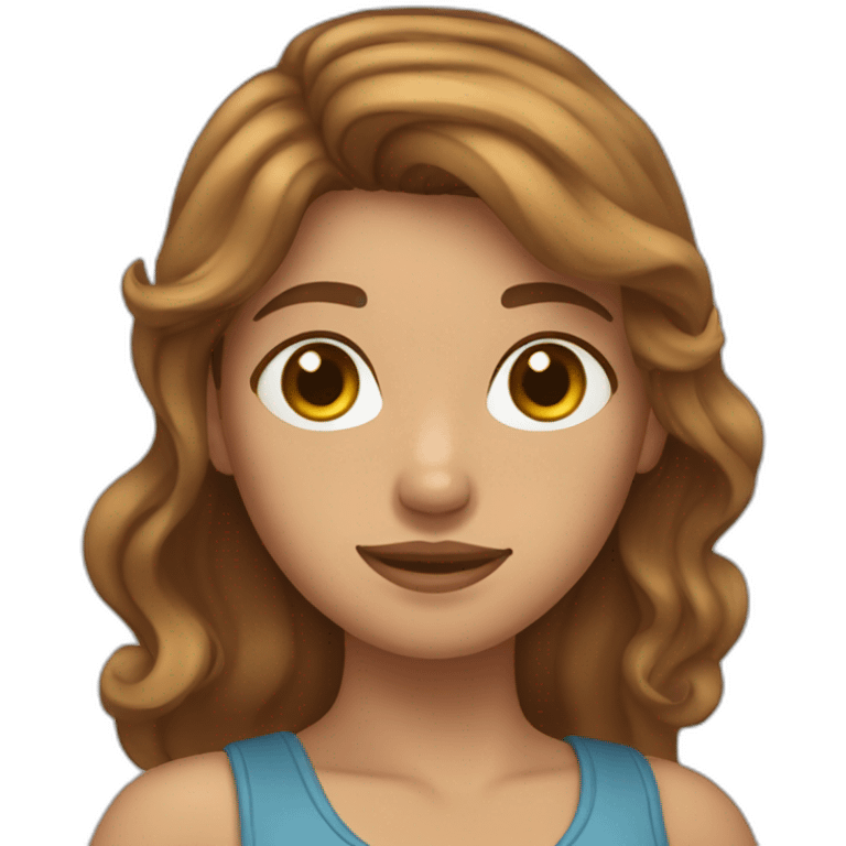 a wavy brown hair tan skin  girl with a cast on her hand  emoji