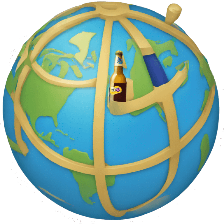 a globe holding a beer emoji