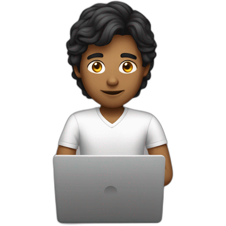 male Programmer with black hairworking on laptop emoji