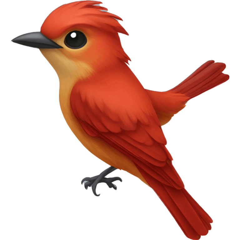 red male flycatcher bird flying emoji