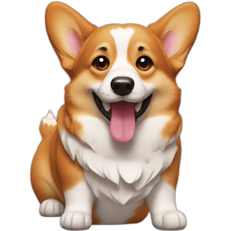 corgi eating cake emoji