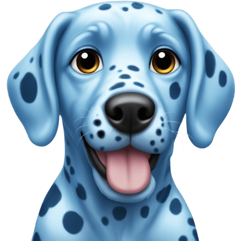 A dog with light blue skin and blue spots emoji