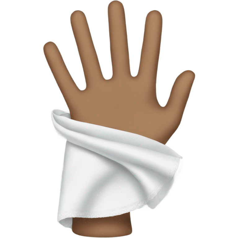 Hand holding a handkerchief emoji