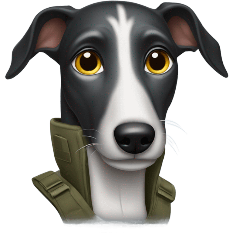 Black greyhound in the army emoji