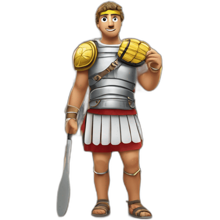 Roman gladiator with tennis racket at colosseum emoji