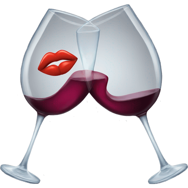 Glass of wine with a kiss on it emoji