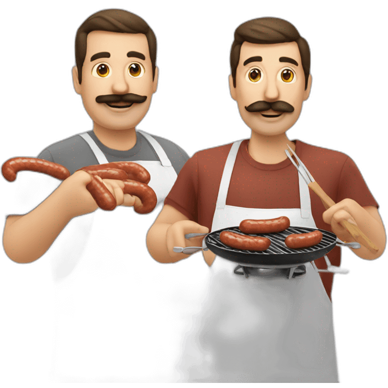 Moustache men grilling sausages emoji