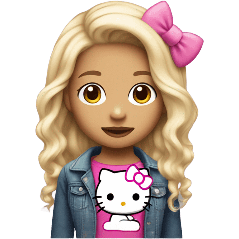 Cute hello kitty girl split dye blonde and pink hair emoji