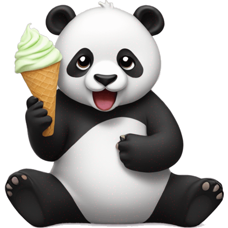 Panda eating ice cream emoji