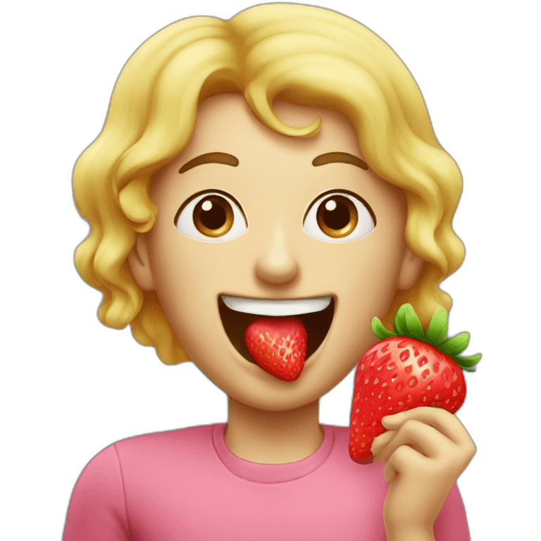 strawberry eating a strawberry gumdrop emoji