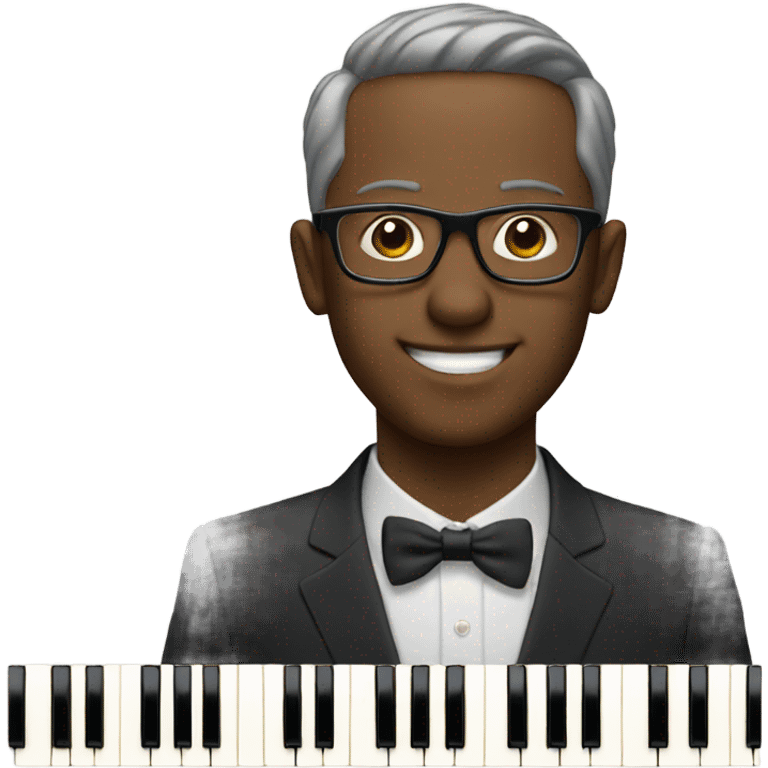 Man with glasses playing piano emoji