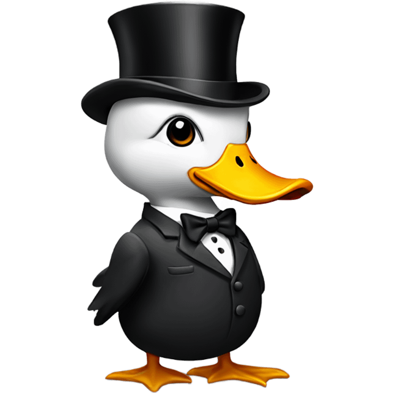 A duck wearing a top hat and a suit while smoking emoji