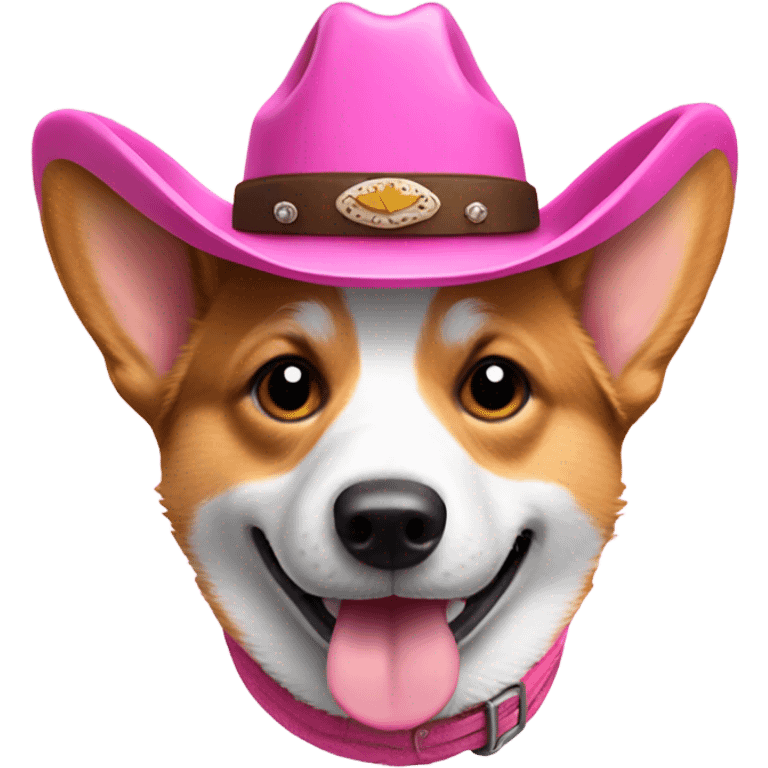 corgi dog with a pink cowboy hat emoji