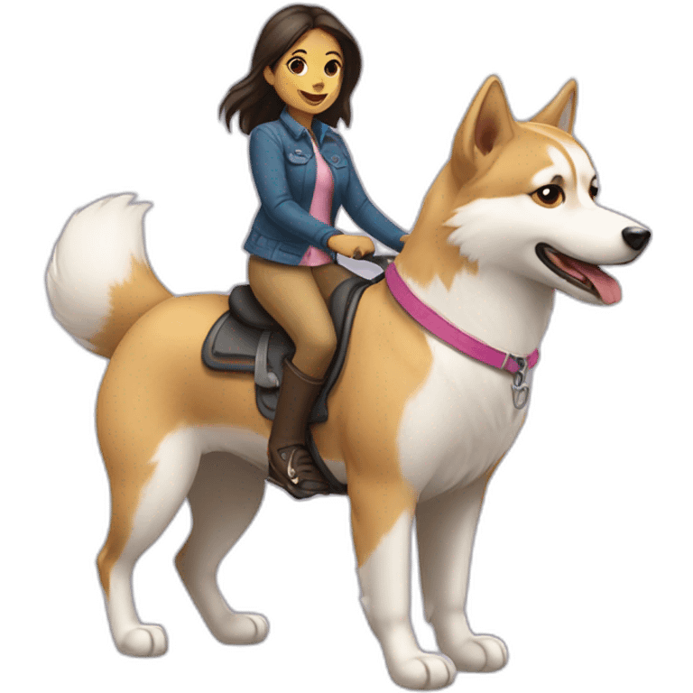 girl riding pomsky emoji