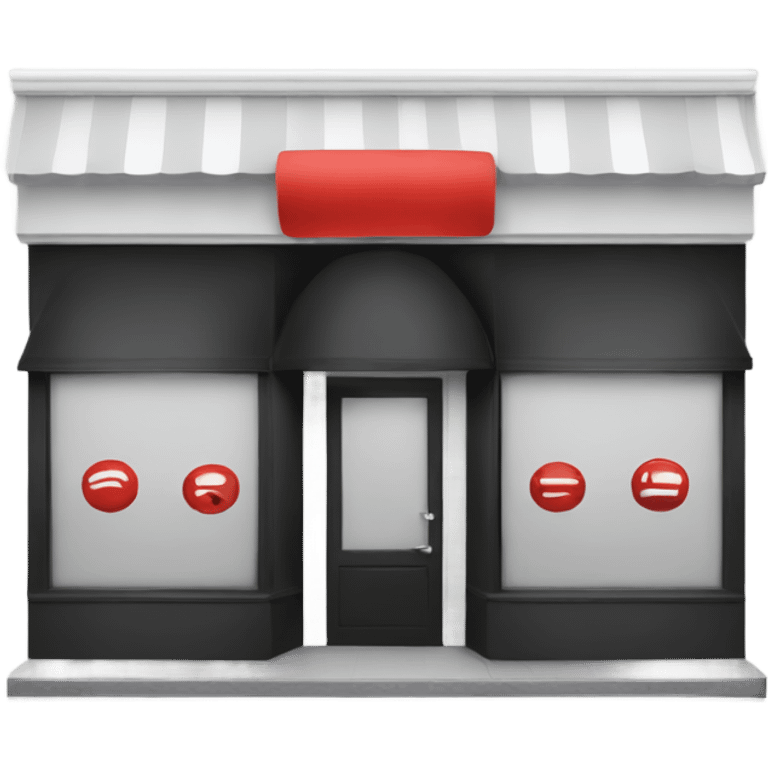 We are closed with store front in black, white and red emoji