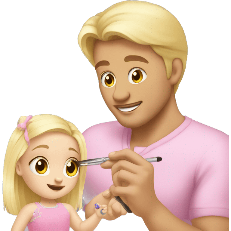 blonde babydaughter gives blonde dad a manicure emoji