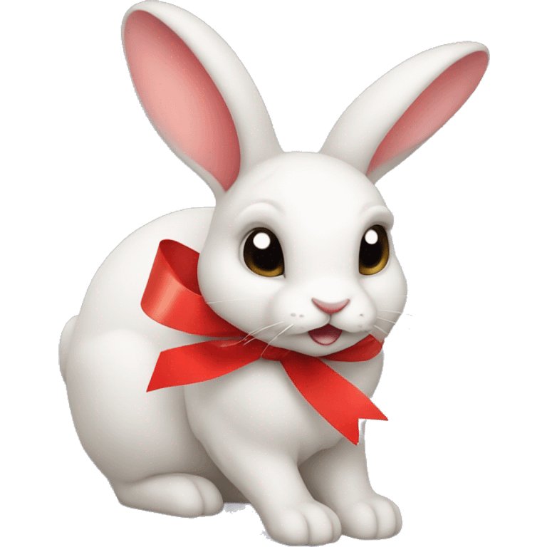 rabbit with red ribbon  emoji