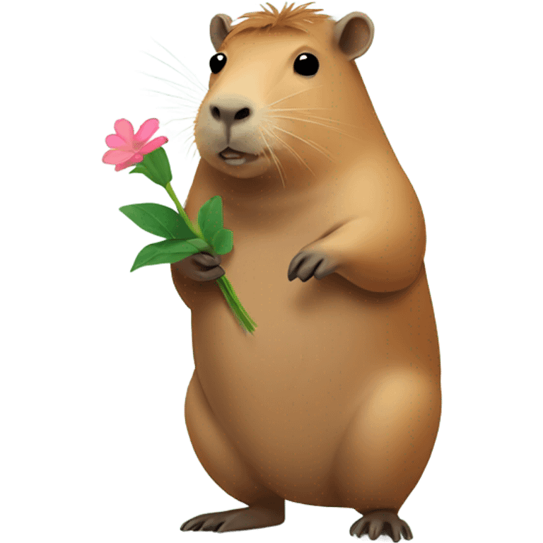 capybara holding a flower emoji