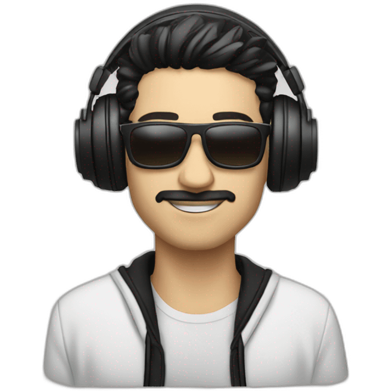 White John summit with black hair djing emoji