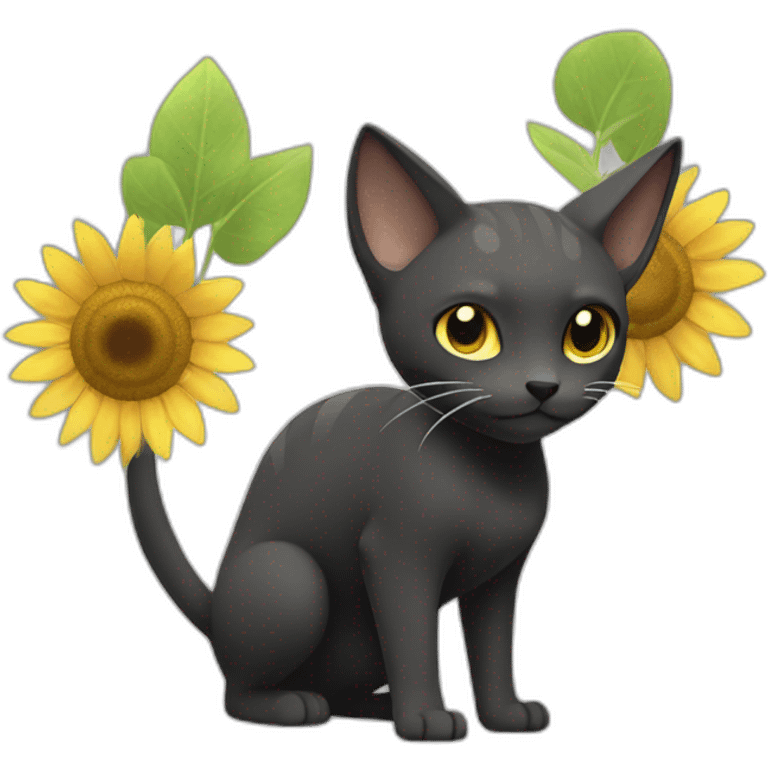 Pokemon gato negro con girasol  emoji