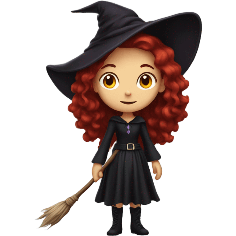 witch girl with dark red hair emoji