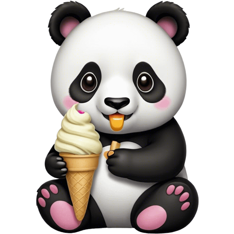 Panda eating ice cream emoji