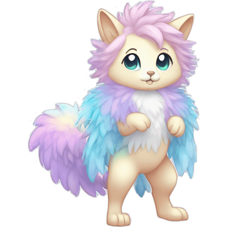 Shiny Sparkly Colorful Pastel Fluffy beautiful fantasy Kawaii Ethereal Anthro Sona Fakemon-animal Full Body emoji