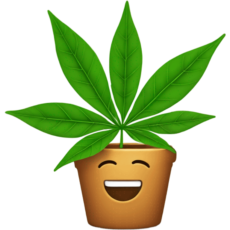 Smiling pot leaf with a joint emoji