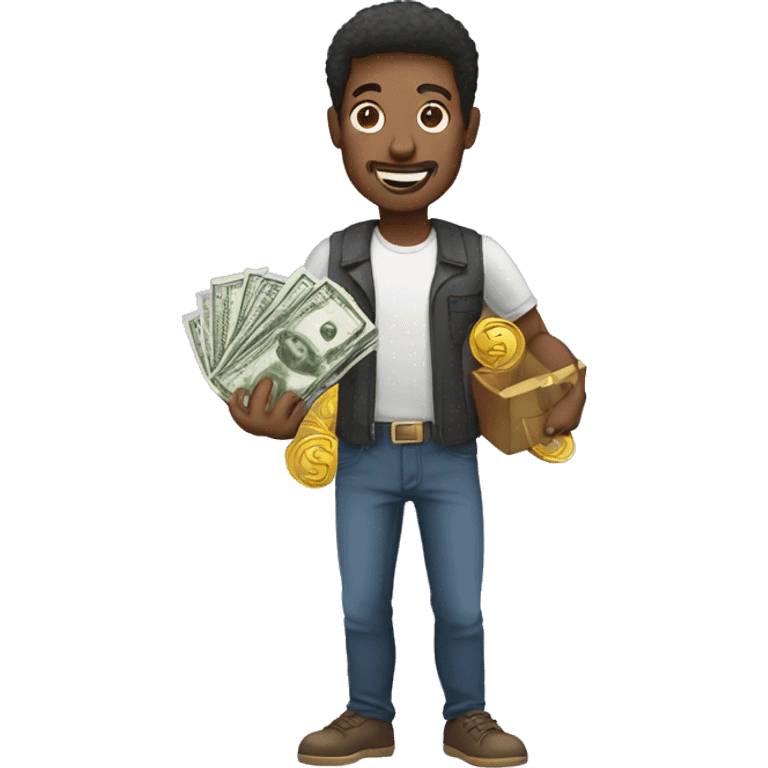  Man holding Crypto and cash emoji