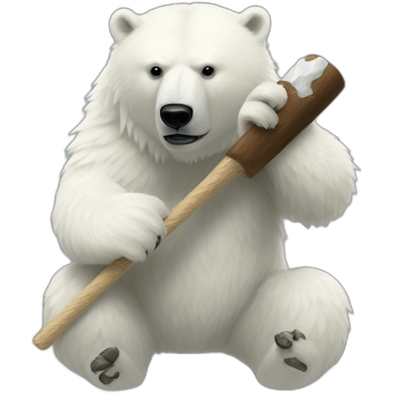 A polar feathered bear weddles above the hammer emoji