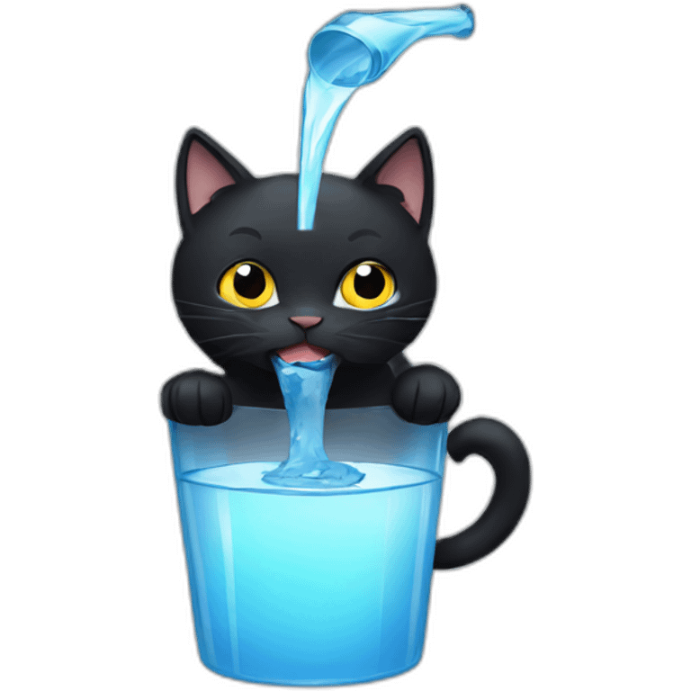 a black cat drinking water emoji