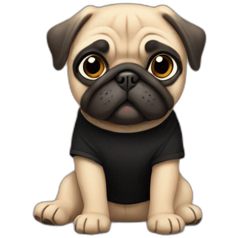 pug wearing a black t-shirt emoji