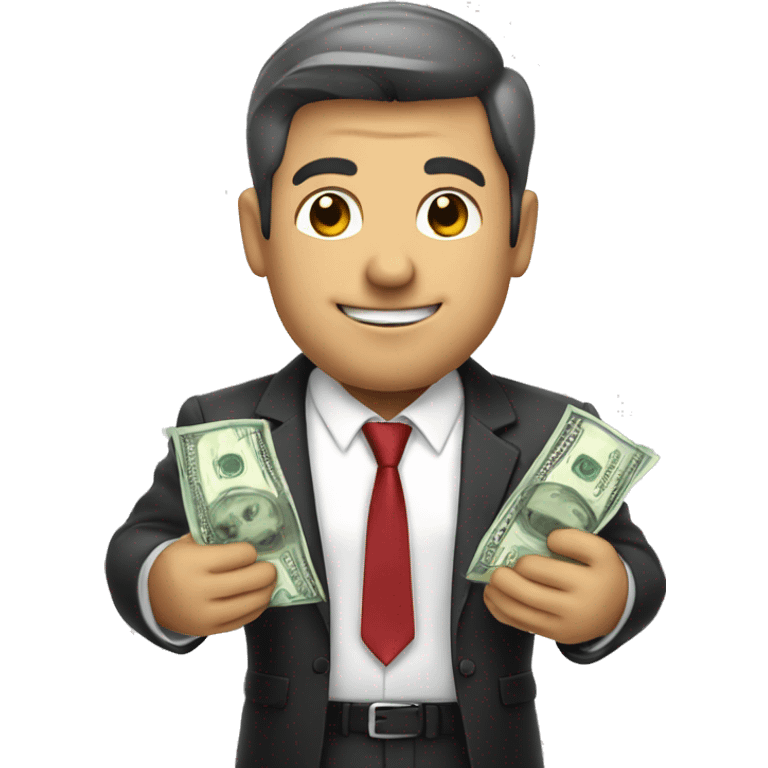 business man holding money on both hands emoji