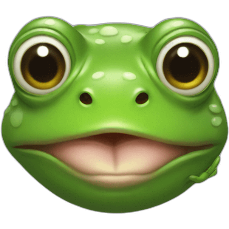 Portrait of a frog with a human-face head shaped wearing a hoodie emoji