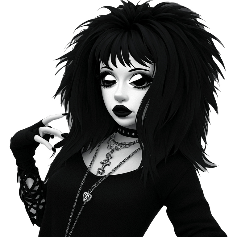 gothic girl in greyscale emoji