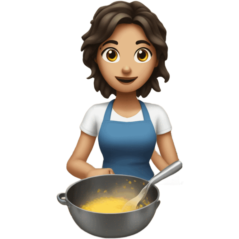 Brunette girl cooking  emoji