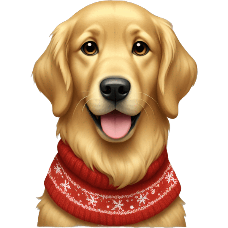 Golden Retriever wearing a Christmas sweater emoji