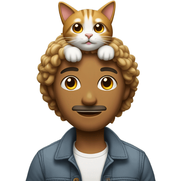 a man with a cat sitting on his head emoji