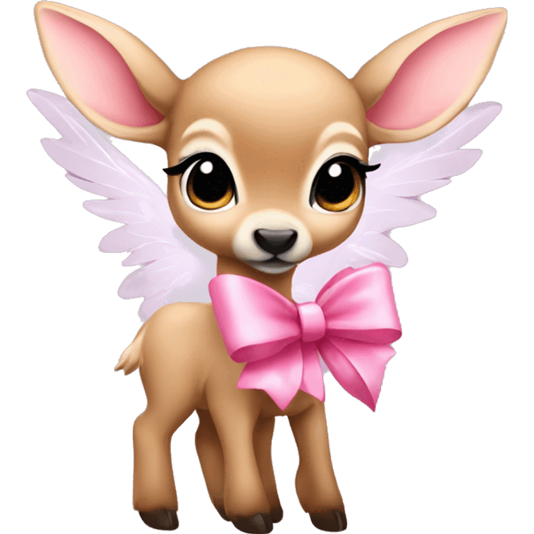 Baby fawn with pink bow and angel wings emoji