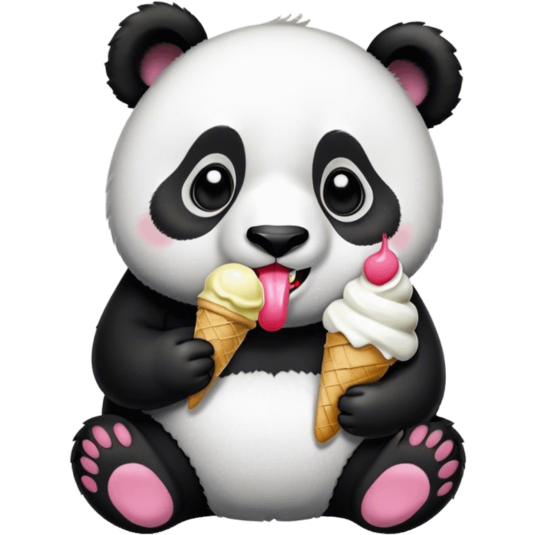 Panda eating ice cream emoji