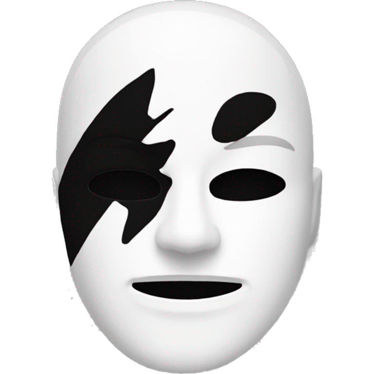 split midlle black and withe mask emoji