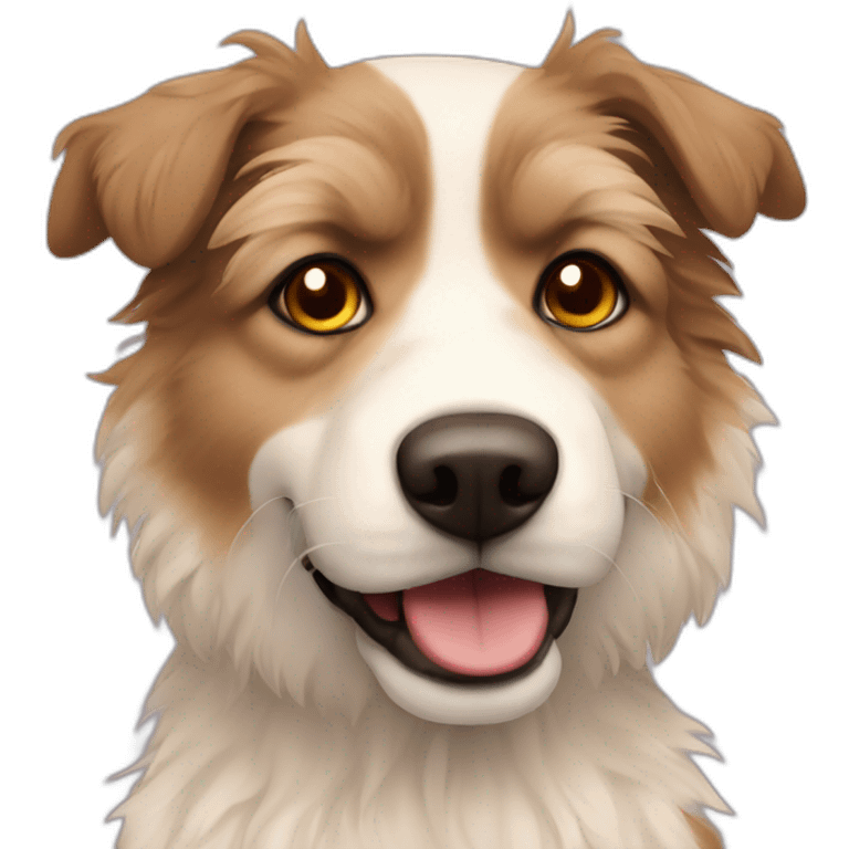 beige messy fur mixed breed brown eyes funny dog emoji