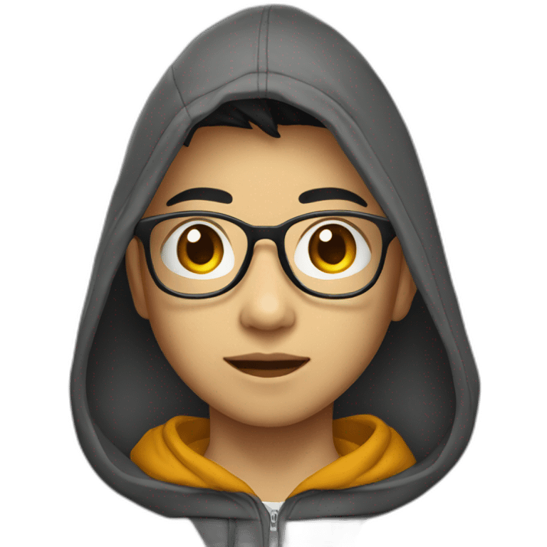 young asian glasses in hoodie emoji