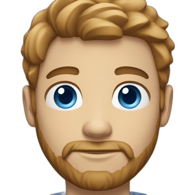 Guy with light brown hair, beard and blue eyes emoji