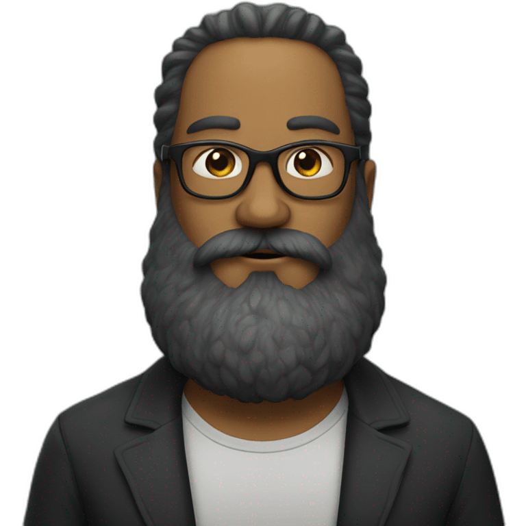 Man with very long and thick beard and glasses on emoji