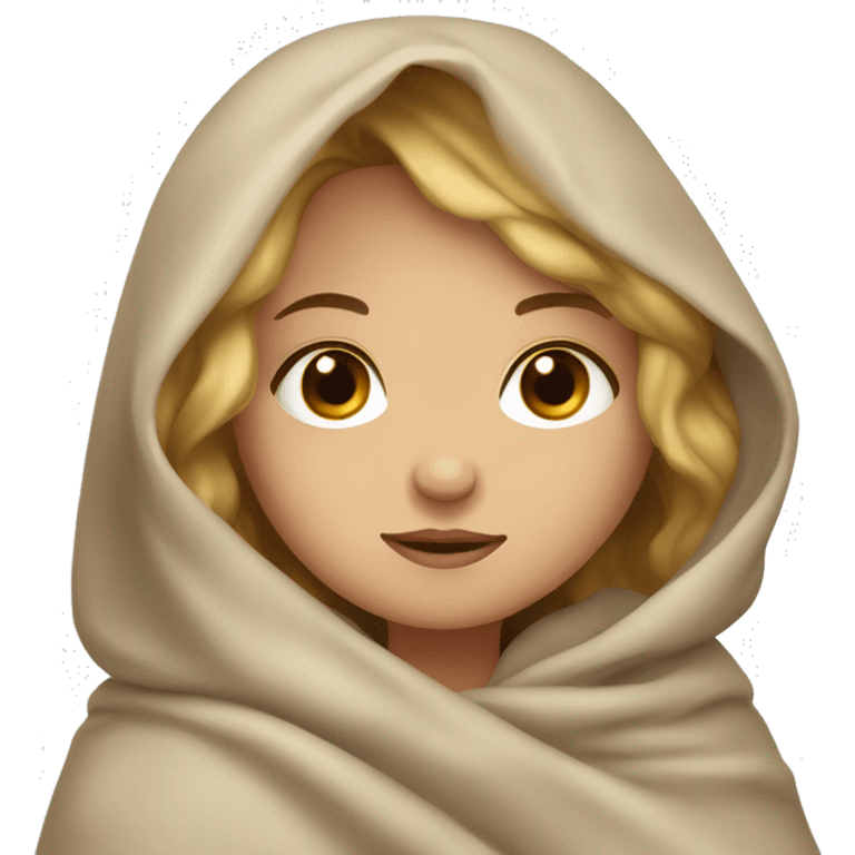 Cute dark blonde girl with brown eyes cuddling in a blanket emoji