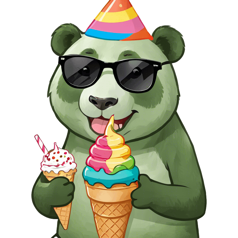 Panda eating ice cream emoji