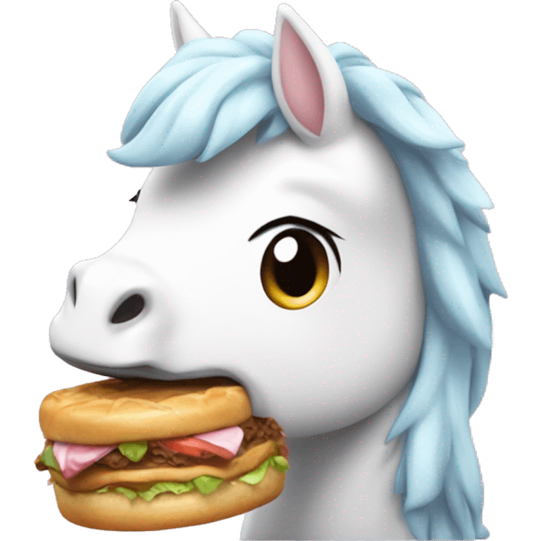 Unicornio gordito blanco comiendo una dona  emoji