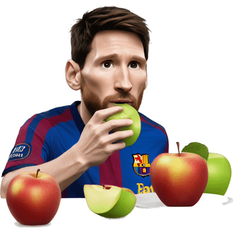 Messi eating an apple emoji